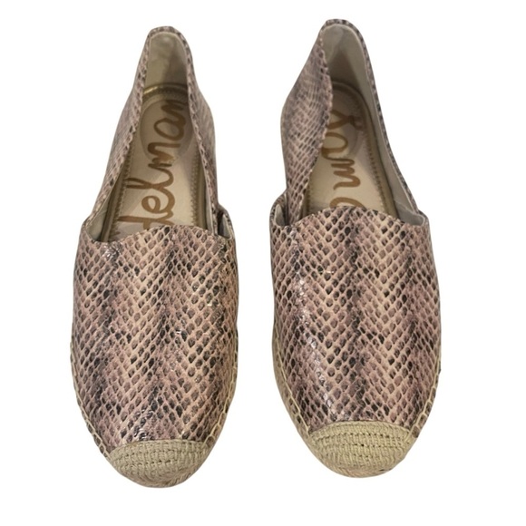Women’s SAM EDELMAN Keisha Snakeskin Leather Espadrilles Flats Slip On Shoes - Picture 2 of 8
